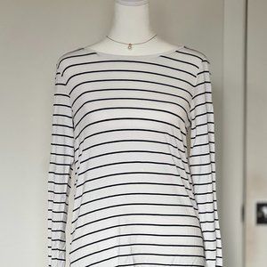 Club Monaco Navy Striped Long Sleeve Linen